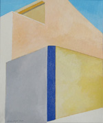 Helle Wnde mit blauem Streifen, klein